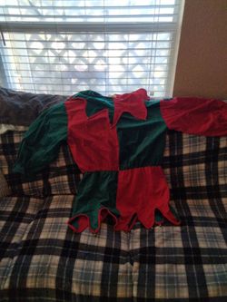 Christmas Elf Jester Costume Top and hat Adult