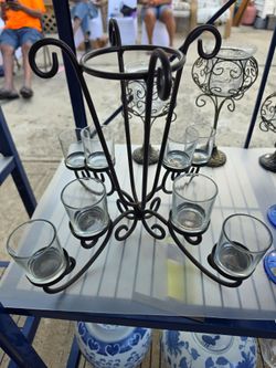 Wrought Iron Votive Candle Holder Stand