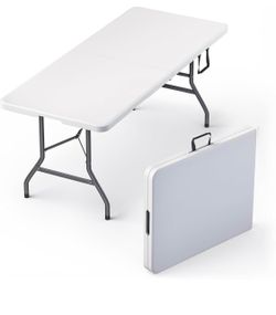 NEW 6 Feet Foldable Table with Built in Handle & Steel Legs | 6FT Heavy Duty Folding Portable