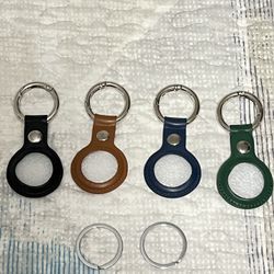 Air Tag Keychain 4 Pack for Apple Airtags, Abrasion-Resistant Protective Leather Airtag Case Tracker Cover with Air Tag Holder, Shockproof Airtag Key 