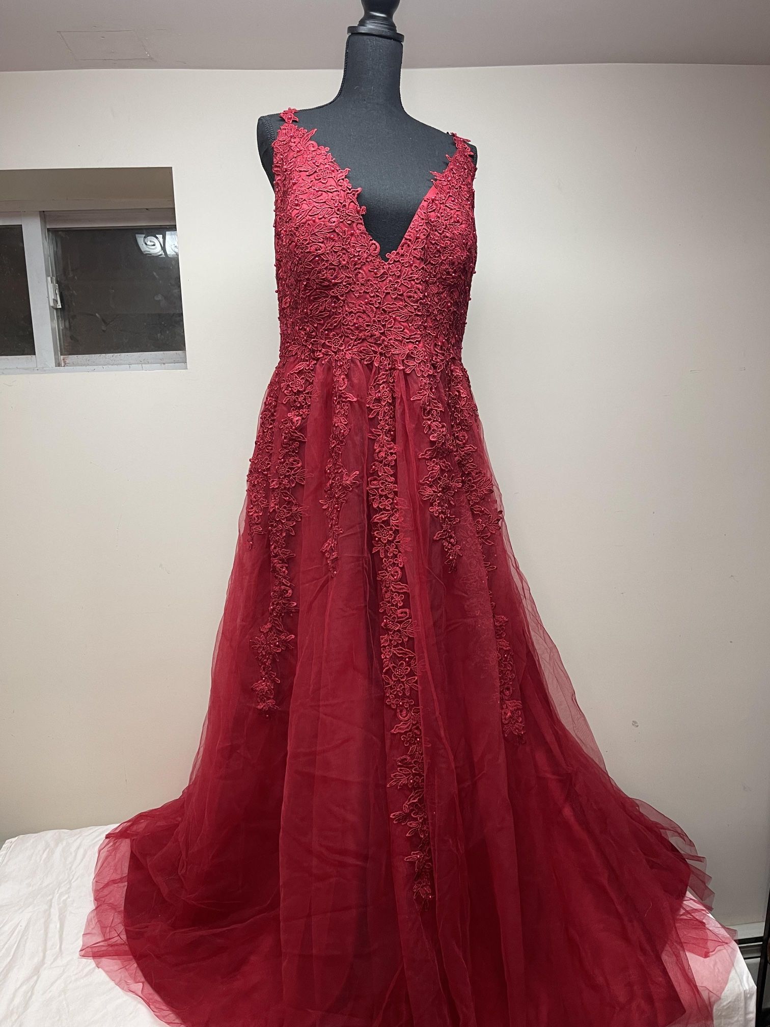 Plus Size Prom Dress, Red