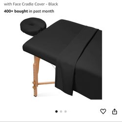 Saloniture 3-Piece Microfiber Massage Table Sheet Set - Premium Facial Bed Cover - Includes Flat and Fitted Sheets with Face Cradle Cover - Black