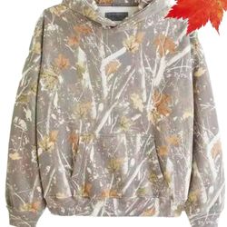 Men's Camouflage Maple Leaf Print Hoodie Oversized Sweatshirt Maple Leaf Print Long Sleeve Hoodies With Pocket Casual Fall Pullover（large）