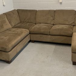 3 Piece Sectional Sofa / Couch / Chaise Ottoman Tufted brown