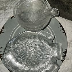 Vintage Arcoroc Fish Plates And Bowls