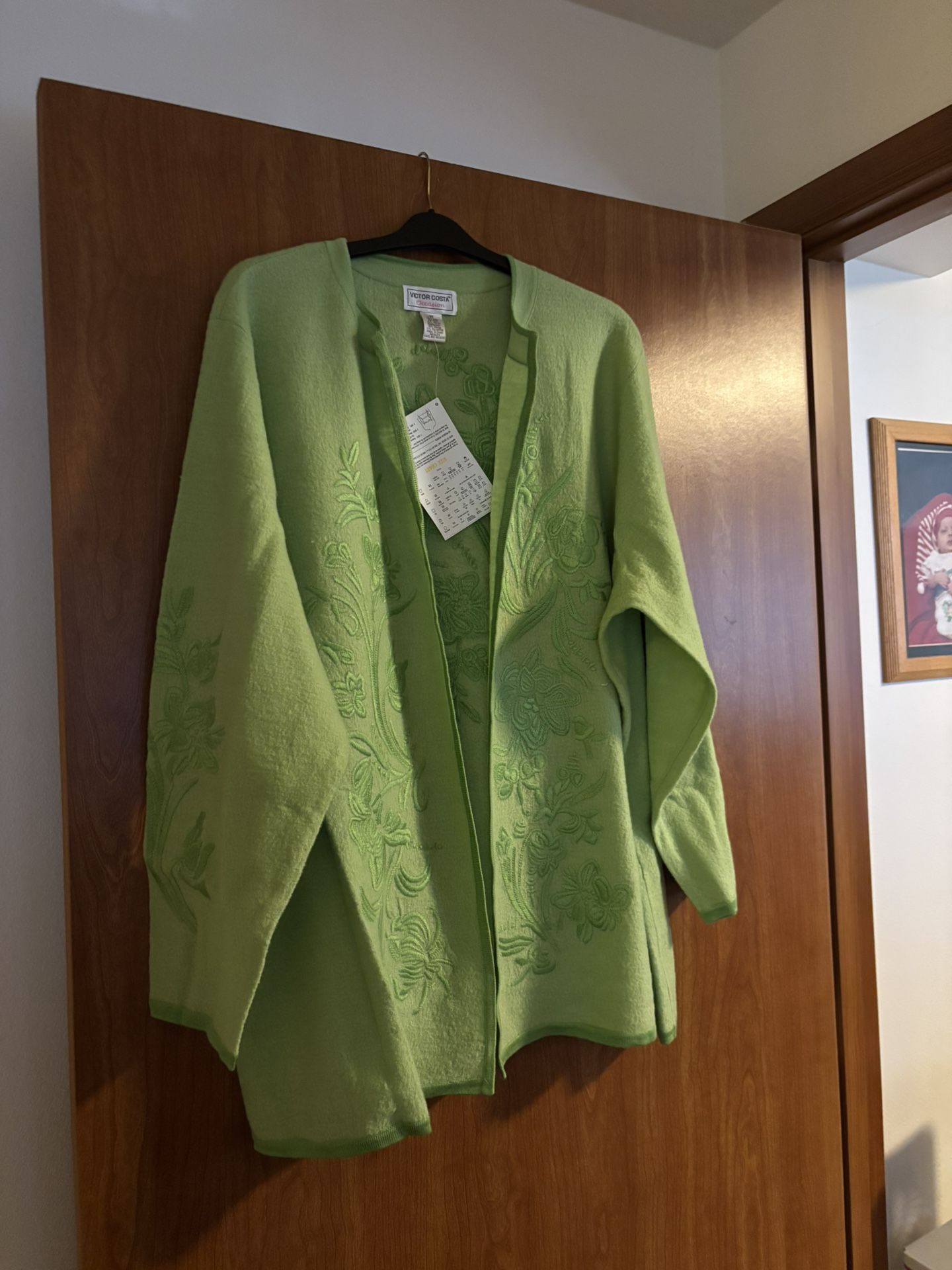 Vintage Victor Costa Occasion Long Sleeve Embroidered Cardigan Sweater 3XL