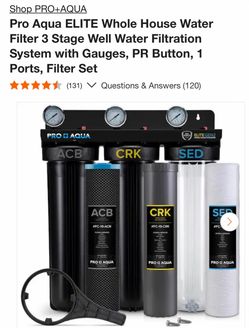 Shop PRO+AQUA Pro Aqua ELITE Whole House Water Filter 3 Stage Well Water Filtration System with Gauges, PR Button, 1 Ports, Filter Set