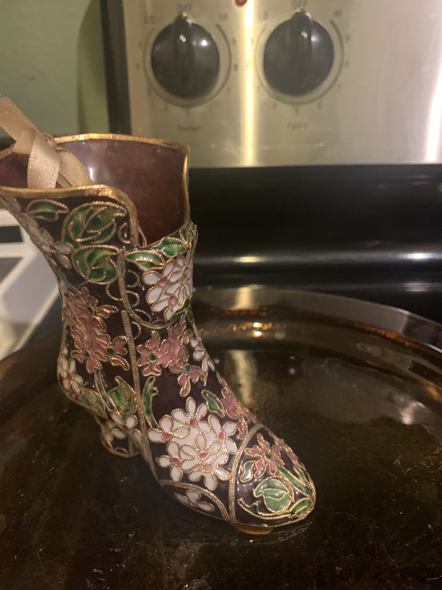 Minature Vintage Shoe 80s Cloisne