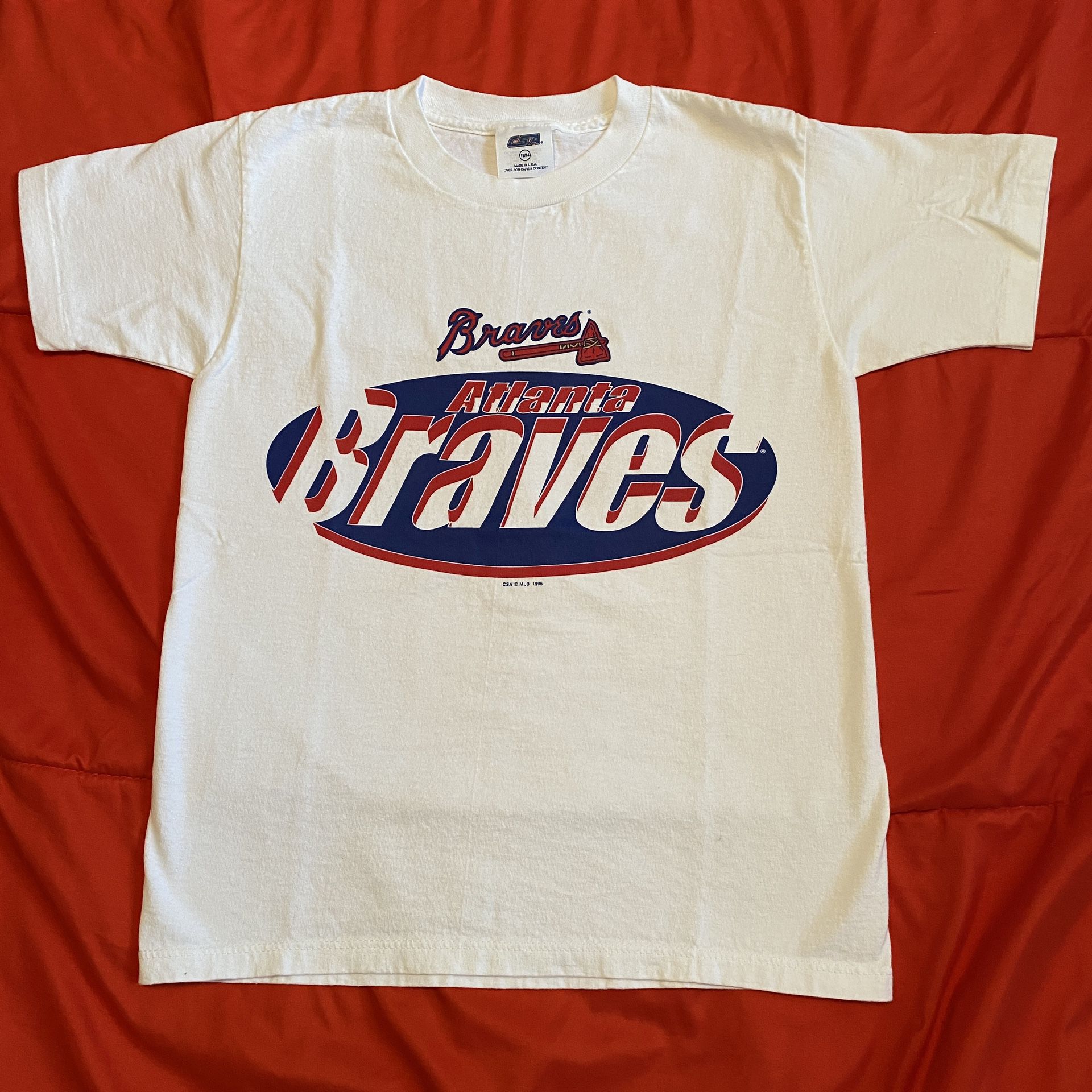 Vintage 90’s Atlanta Braves Baseball T-Shirt Single Stitch USA Made MLB 12/14