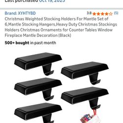 Christmas Weighted Stocking Holders For Mantle Set of 6,Mantle Stocking Hangers,Heavy Duty Christmas Stockings Holders Christmas Ornaments for Counter