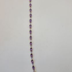 10k Gold Amethyst And Tanzanite Bracelet