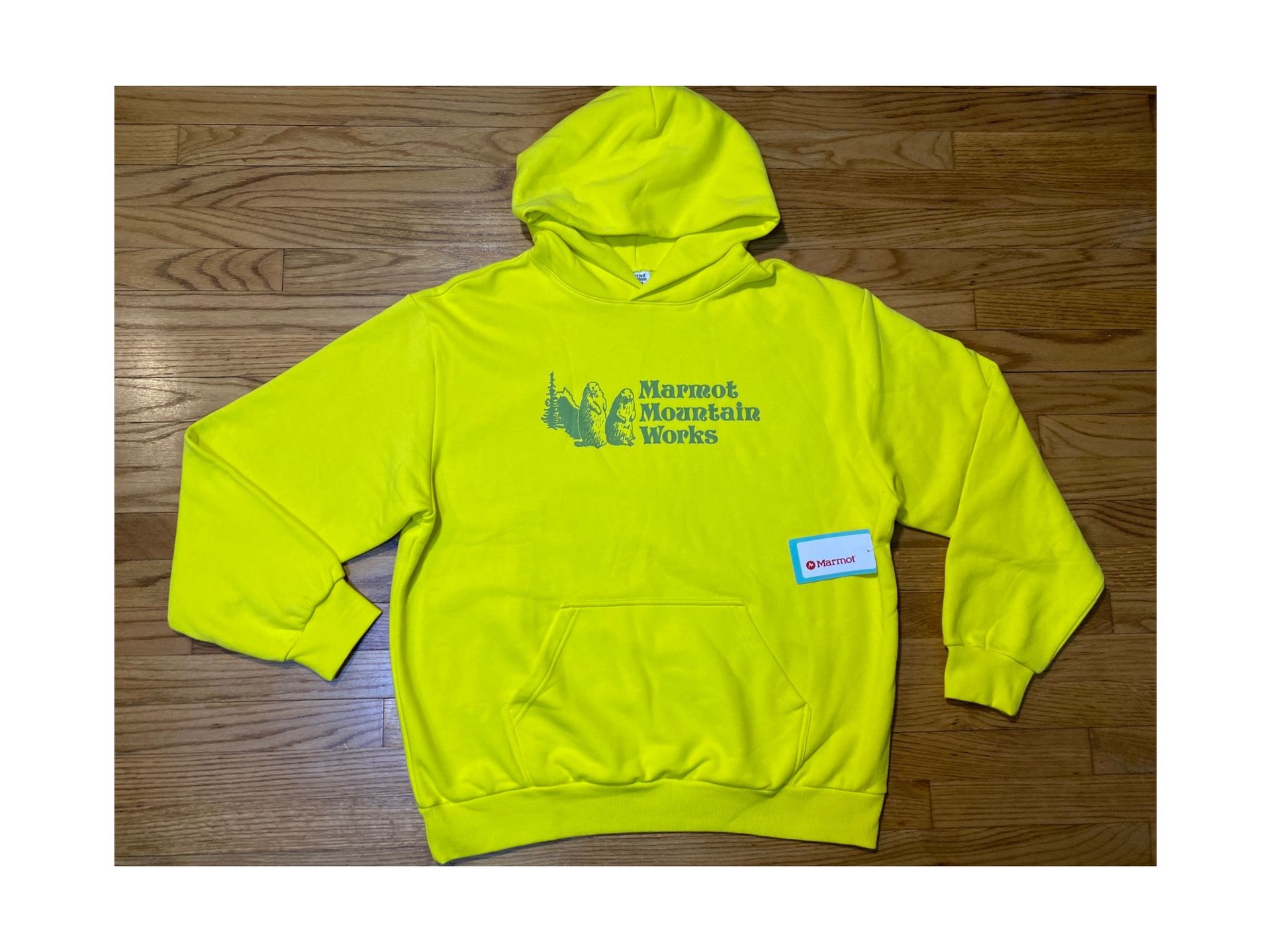 Marmot Mountain Works heavy weight hoodie Color Yellow Blaze Men’s Sz XL New
