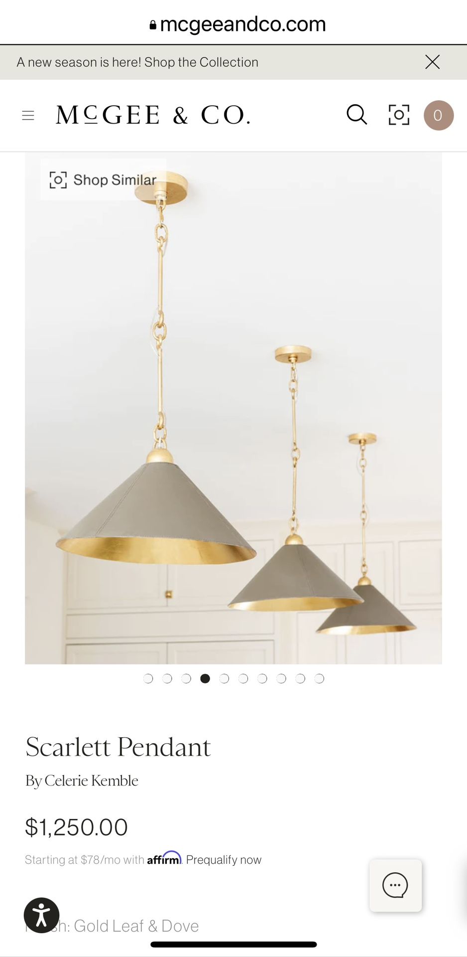 New And Unused Mcgee and Co Scarlett Pendant Light