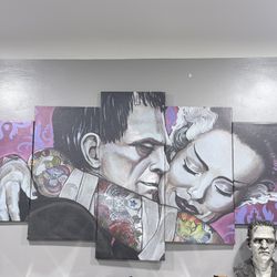 Frankenstein and Bride Canvas Art 