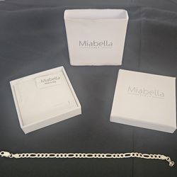 Miabella Italy Sterling Silver Figaro Chain Bracelet – Made in Italy