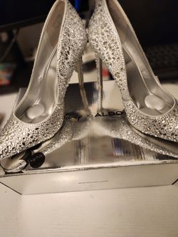 Disney 100th Anniversary silver rhinestone shoes from the Aldo x Disney collection