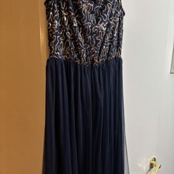 Navy Blue Long Beautiful Dress 