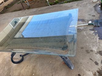 Glass Top Coffee Table with Iron Base