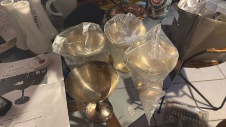 vintage Salem Portugal, Silver Plate, Champagne, Goblets