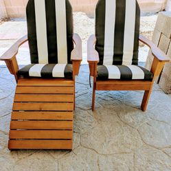 2 World Market Adirondack Chairs Footrest & Cushions