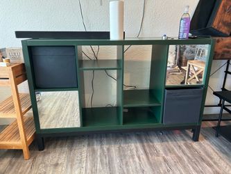 IKEA tv stand/dresser green with mirrored cabinets