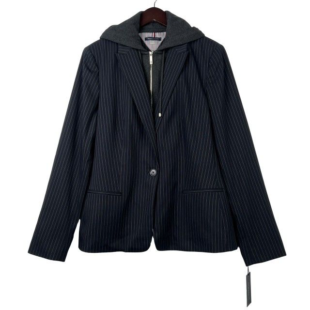 NWT TOMMY HILFIGER Striped Hooded Blazer SZ 16