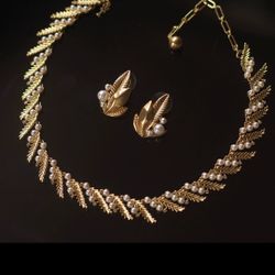 Copper With 18K Plated Gold Necklace And Earrings 