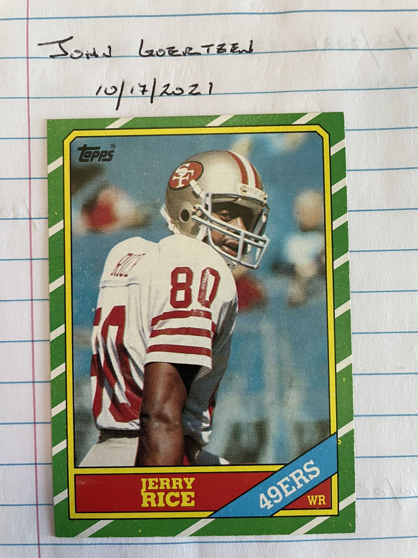 1986 Topps Jerry Rice Rookie 