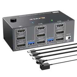 New KCEVE Ports KVM Switch Three Display 4K HDMI KVM Three Monitor KC-KVM203DH