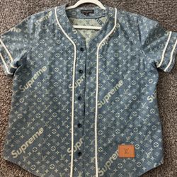 Louis Vuitton Supreme Denim Baseball Shirt 