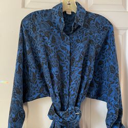 Blue Silk Shirt Dress 