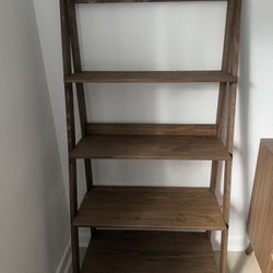 68 in. Brown Wood 4-shelf Ladder Bookcase  bookshelf 