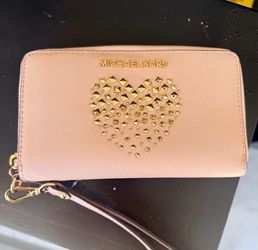 Michael Kors Pink Studded Wristlet Wallet