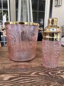 Pink Glass Ice Bucket