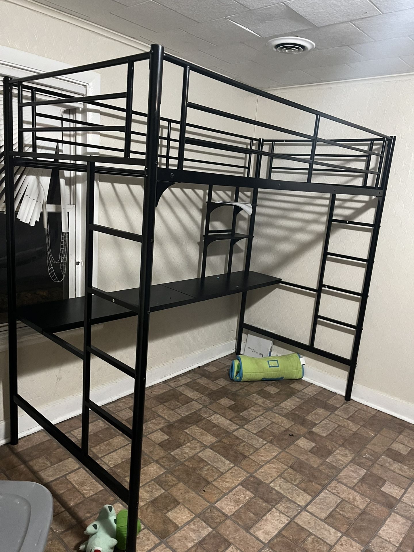Twin size loft bed with desk
