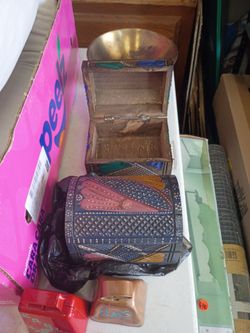 Hand-Painted Wooden Treasure Chest Box