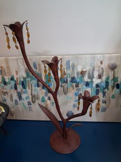 Antique Metal Tulip Candle Holder