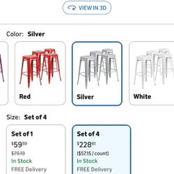 8 Silver Stools 