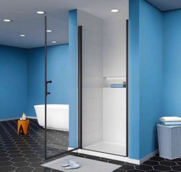 28 × 72in Matte Black Frameless Pivot Shower Door (HN)