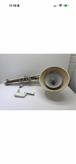 Vintage MCM Large Double Shaded Luxo Task Lamp - Arm Long 40" - Tested WORKS