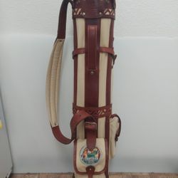 Antique Belding Sports Leather Golf Bag Pipe Stove Bag Brown Leather