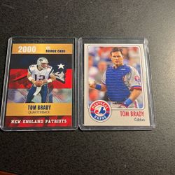 SLASHED-Tom Brady Rookie Football & Baseball Cards