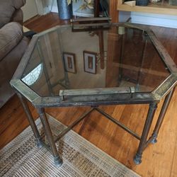 Brass And Metal Glass Table 
