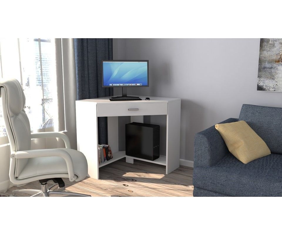Roomsmart, Ideal Corner Desk, White Color