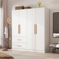 70.9 in. H x 19.5 in. D White 63 in. W 4-Door Big Wardrobe Armoires with Hanging Rods, Drawers, Storage Shelves Bedroom