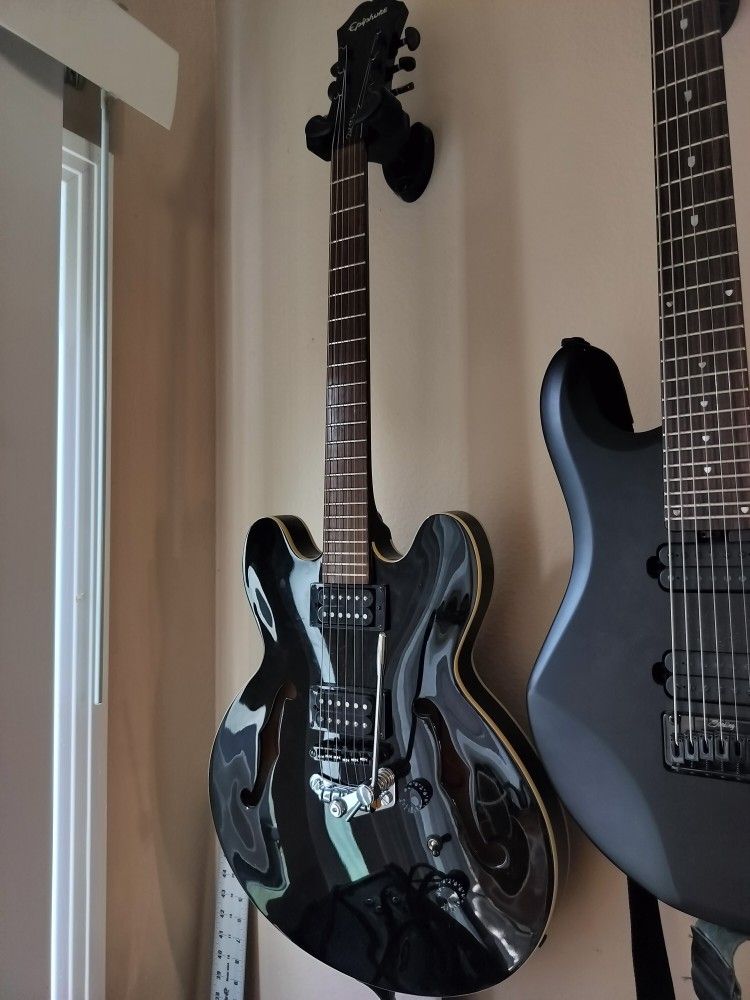 Early 2000s Epiphone Dot Studio Semi Hollow Electric Guitar With Trem