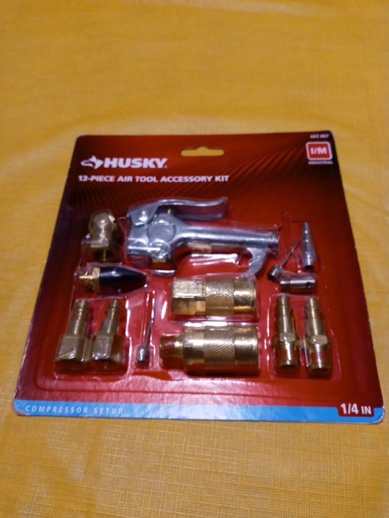 Husky Air Compressor Accessory Fitting Coupler Test Equipment Kit 13 Piece Brass