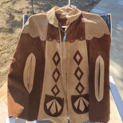 Vintage Suede Leather Poncho