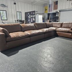 New 5 Pc Emilia Real Leather Sectional Sofa 
