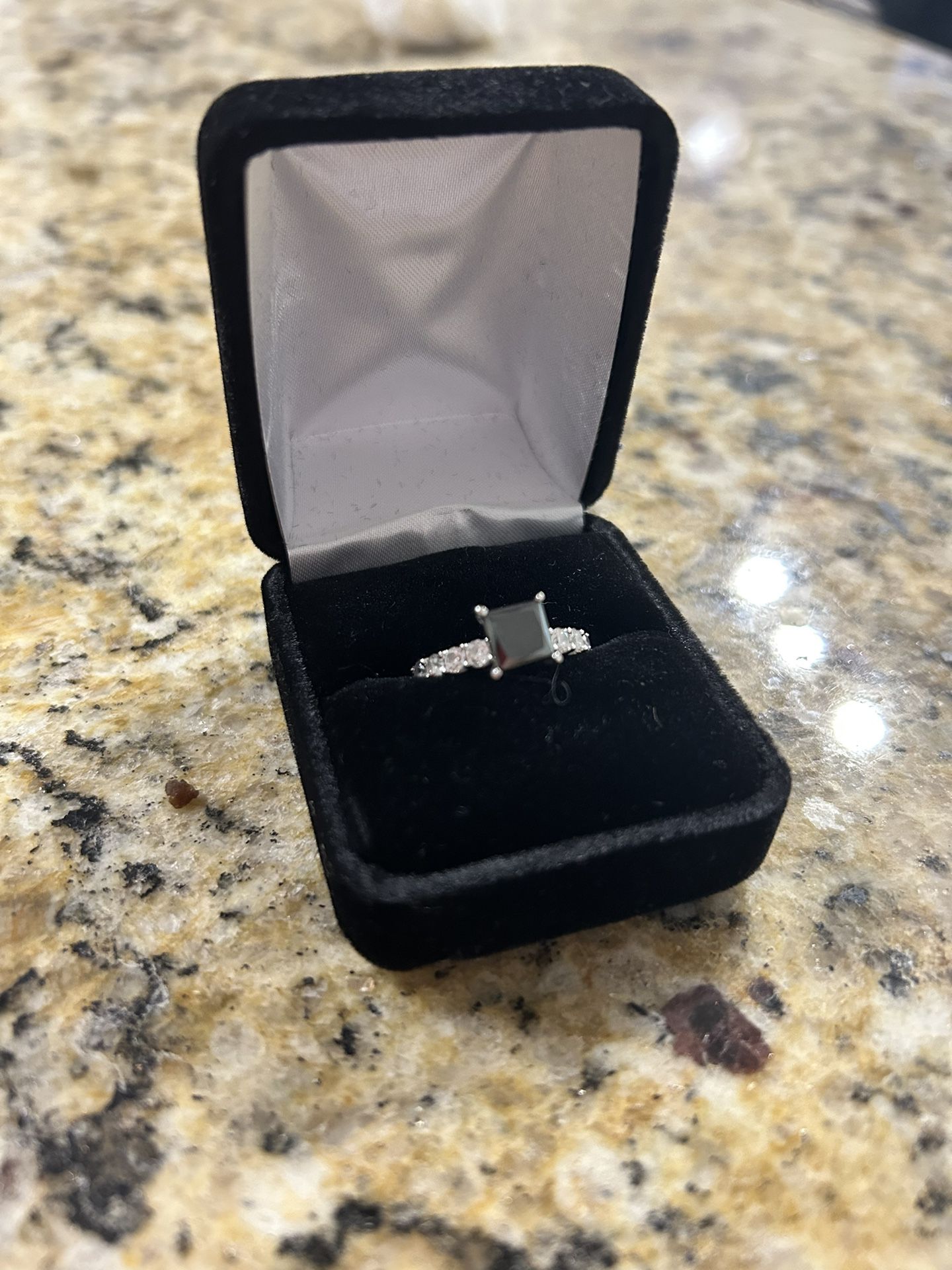 2.9 Carat Princess Cut Black Diamond Engagement Ring